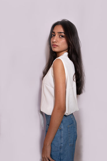 Top with Neck Tie - AZZLIAS WARDROBE