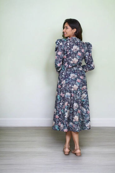 Hakoba Puffed Sleeves Dress - AZZLIAS WARDROBE