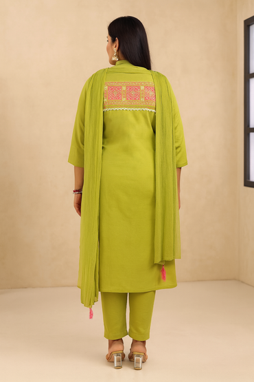 Green Cotton Cross Stitch Dress - AZZLIAS WARDROBE