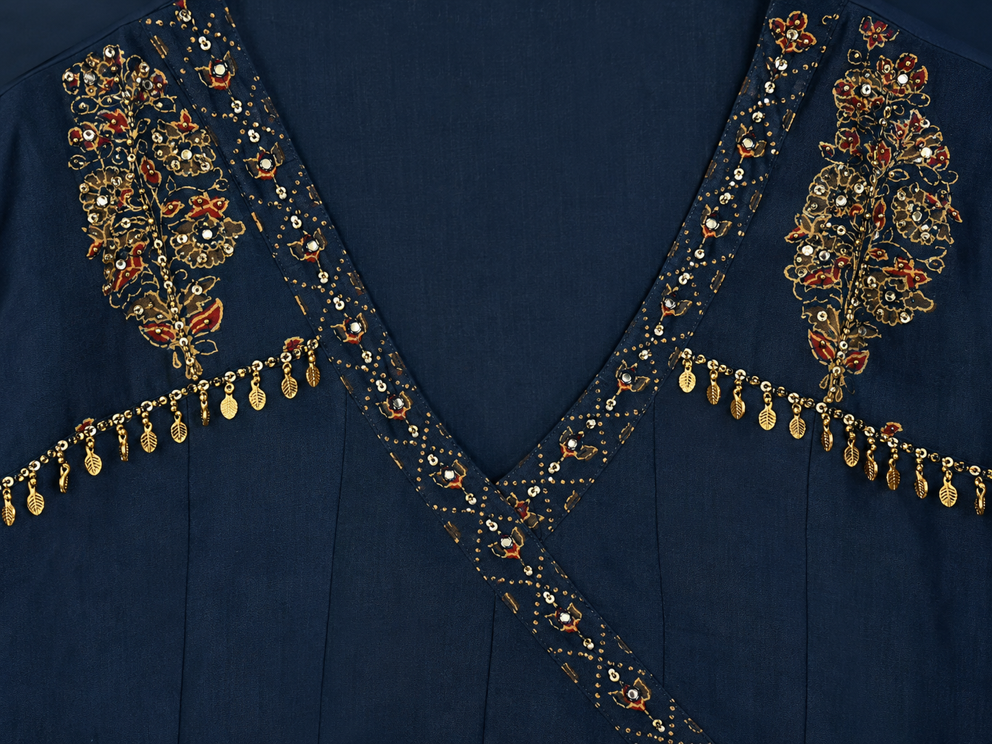 Midnight Blue Angarakha Anarkali Suit Set
