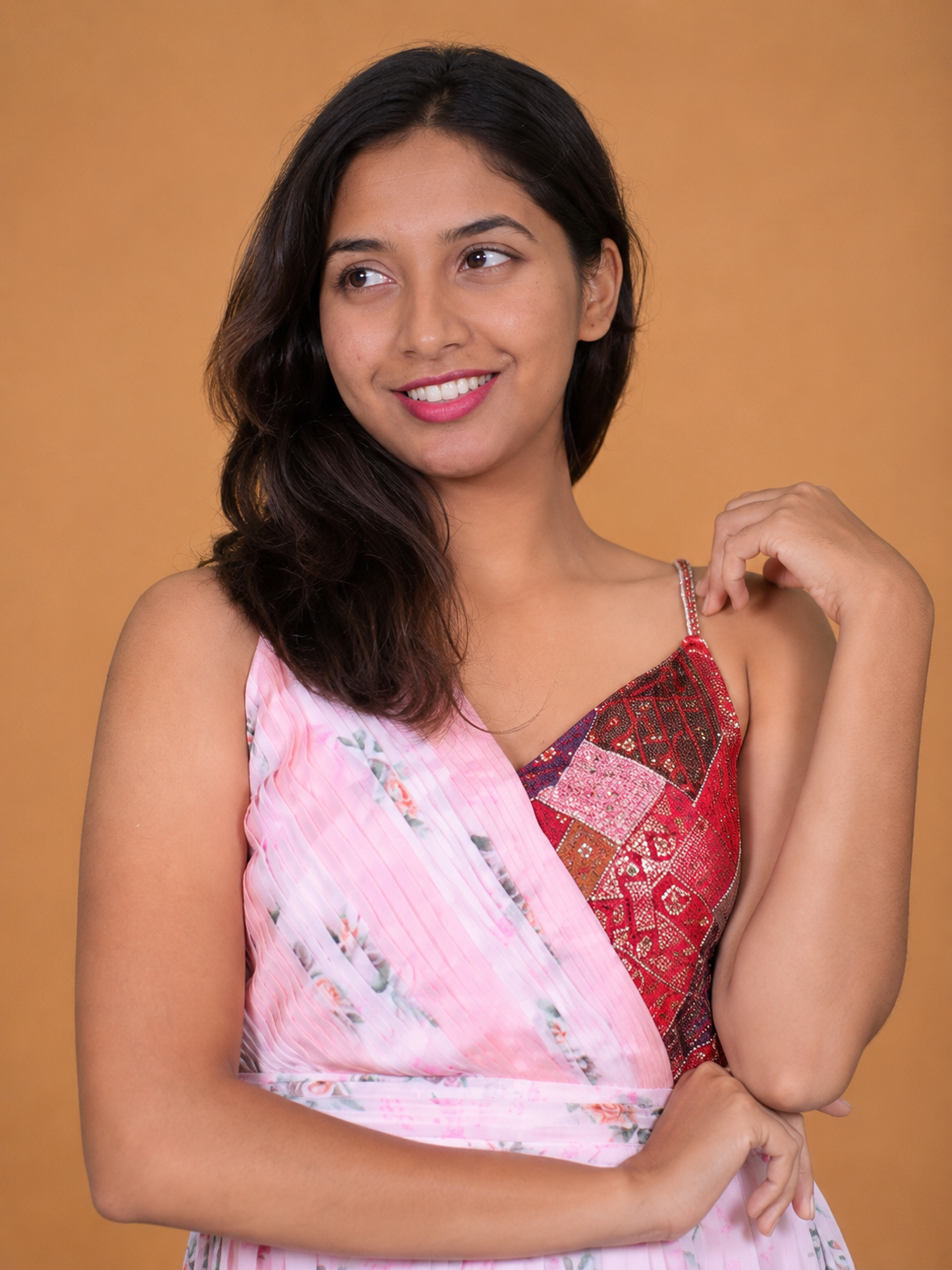 Pink Asymmetric Neckline Dress