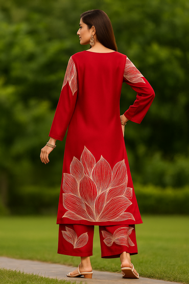 RED FLORAL PLAZZO SET - AZZLIAS WARDROBE