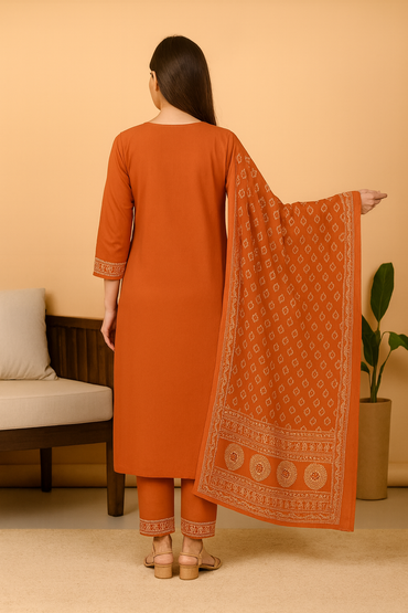 Cotton Dress with Mirror and Handwork - AZZLIAS WARDROBE