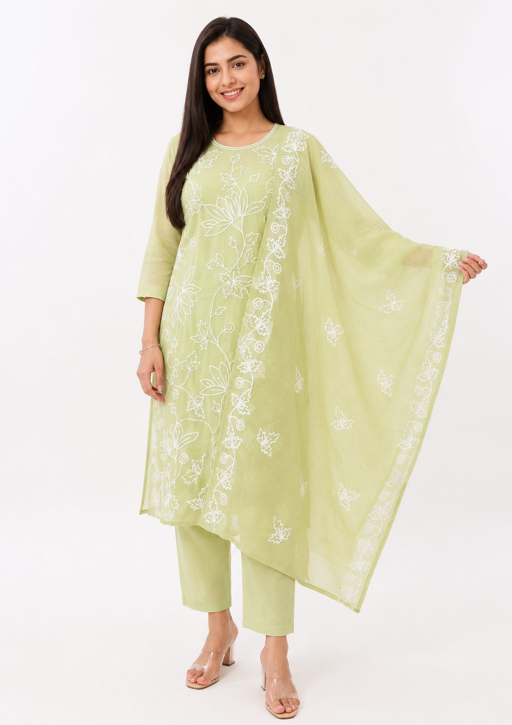 Pastel Embroidered 3Pcs Dress