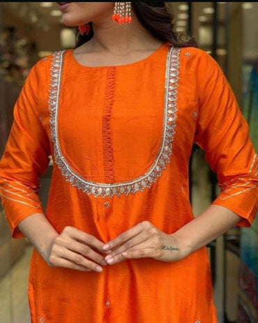 Chanderi Embroidered Ethnic Set - AZZLIAS WARDROBE