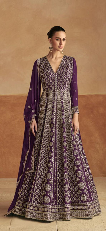Nagma Purple Ethnic Gown - AZZLIAS WARDROBE