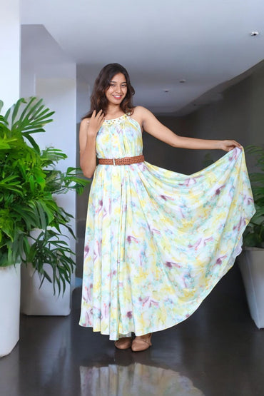 Halter Neck Maxi Dress - AZZLIAS WARDROBE