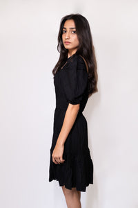 Puff Sleeve Cocktail Black Dress - AZZLIAS WARDROBE