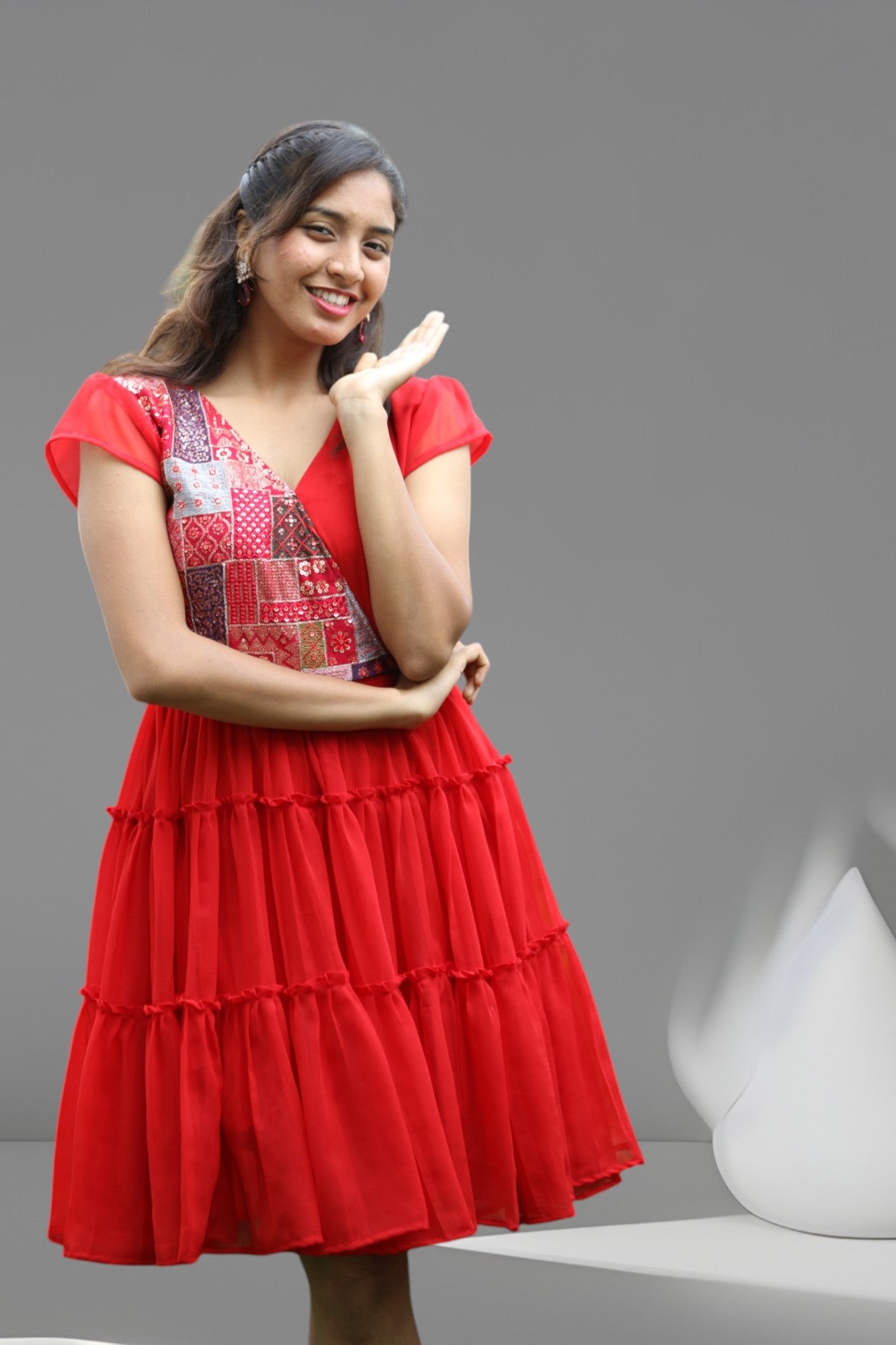 Red 3 Layered Dress - AZZLIAS WARDROBE