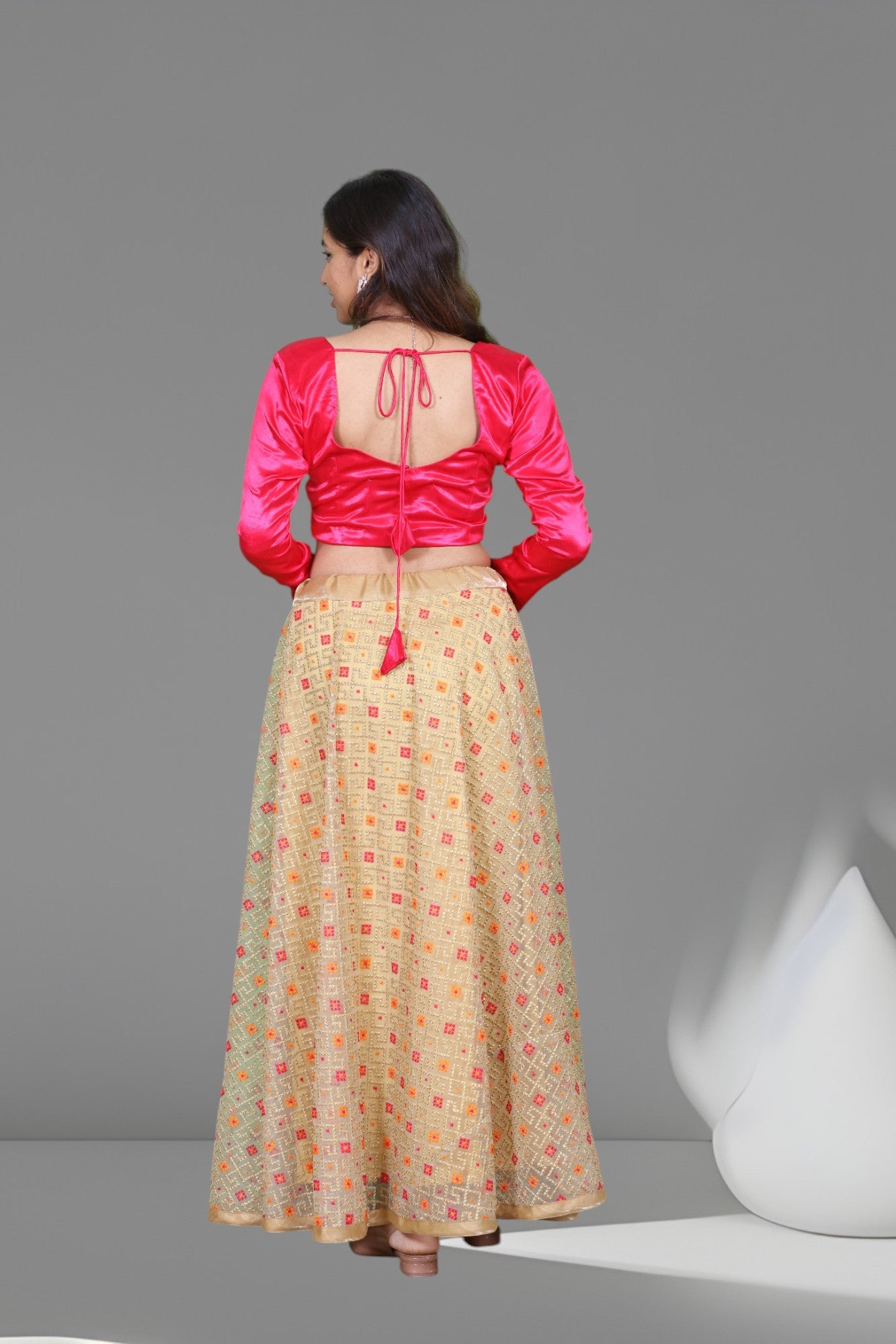 Multicolour Net Lehenga with Crop Top