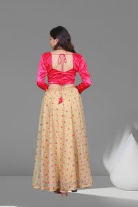 Multicolour Net Lehenga with Crop Top