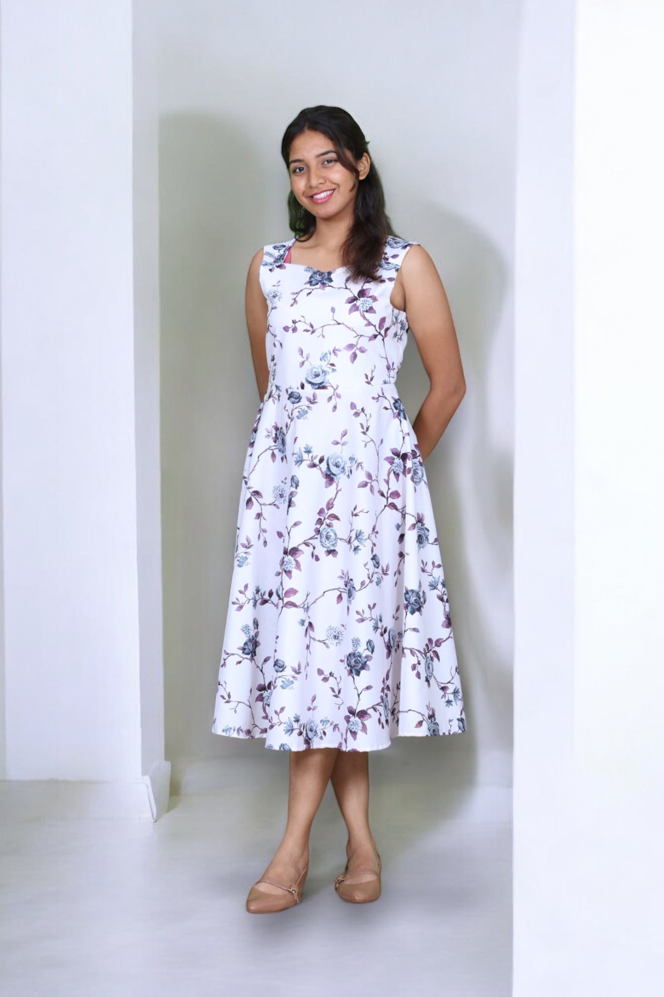 White Floral Dress - AZZLIAS WARDROBE