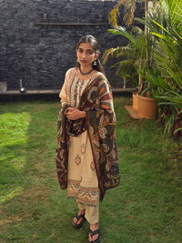 Cream Dress With Kalamkari Dupatta