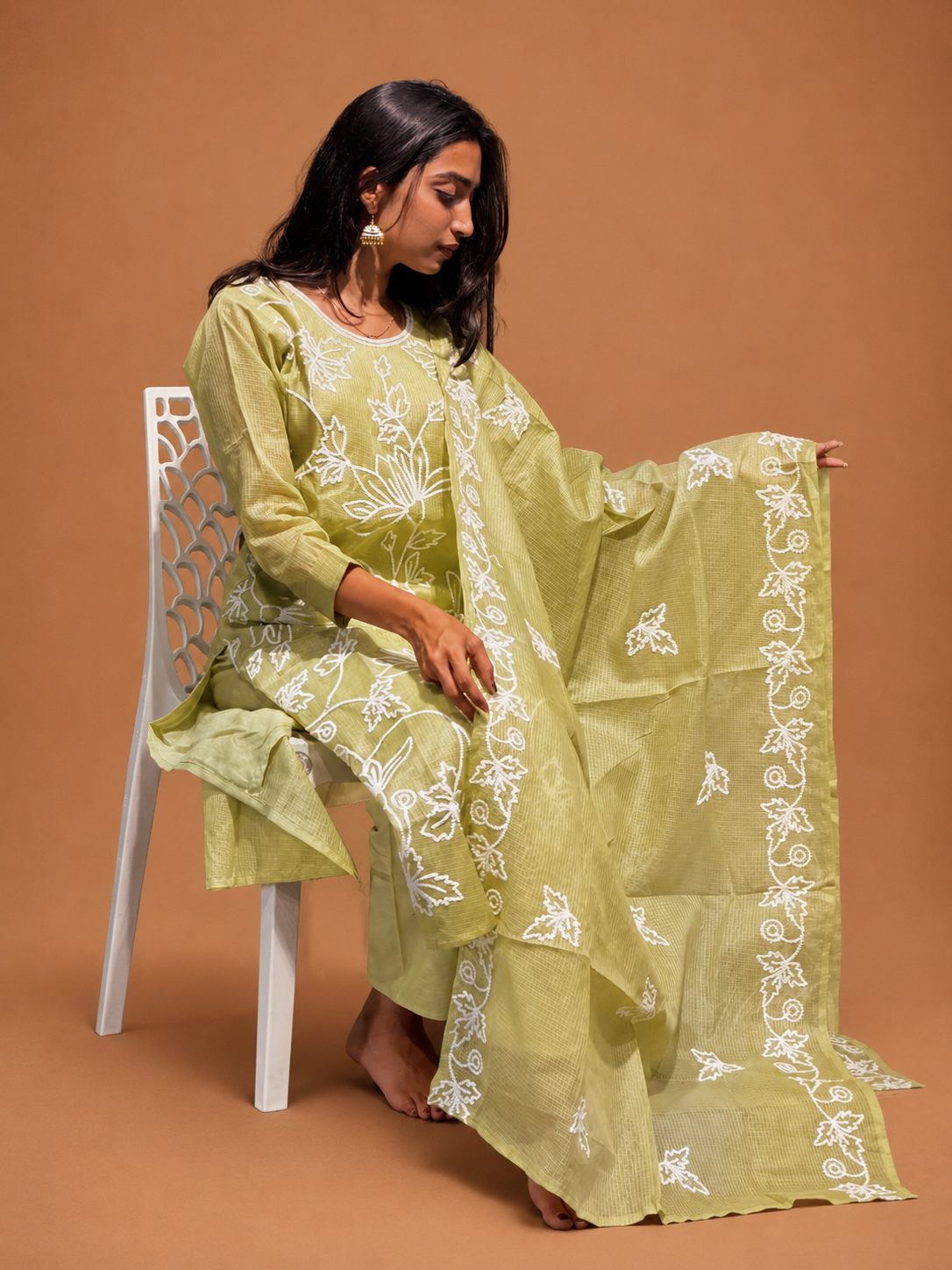 Pistachio Embroidered Suit Set
