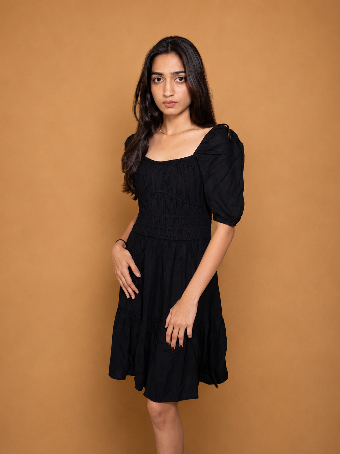 Puff Sleeve Cocktail Black Dress