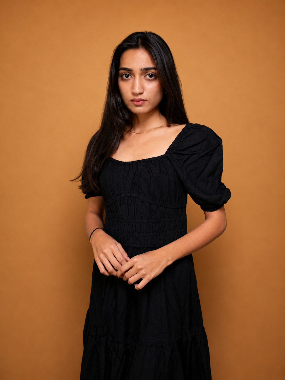 Puff Sleeve Cocktail Black Dress