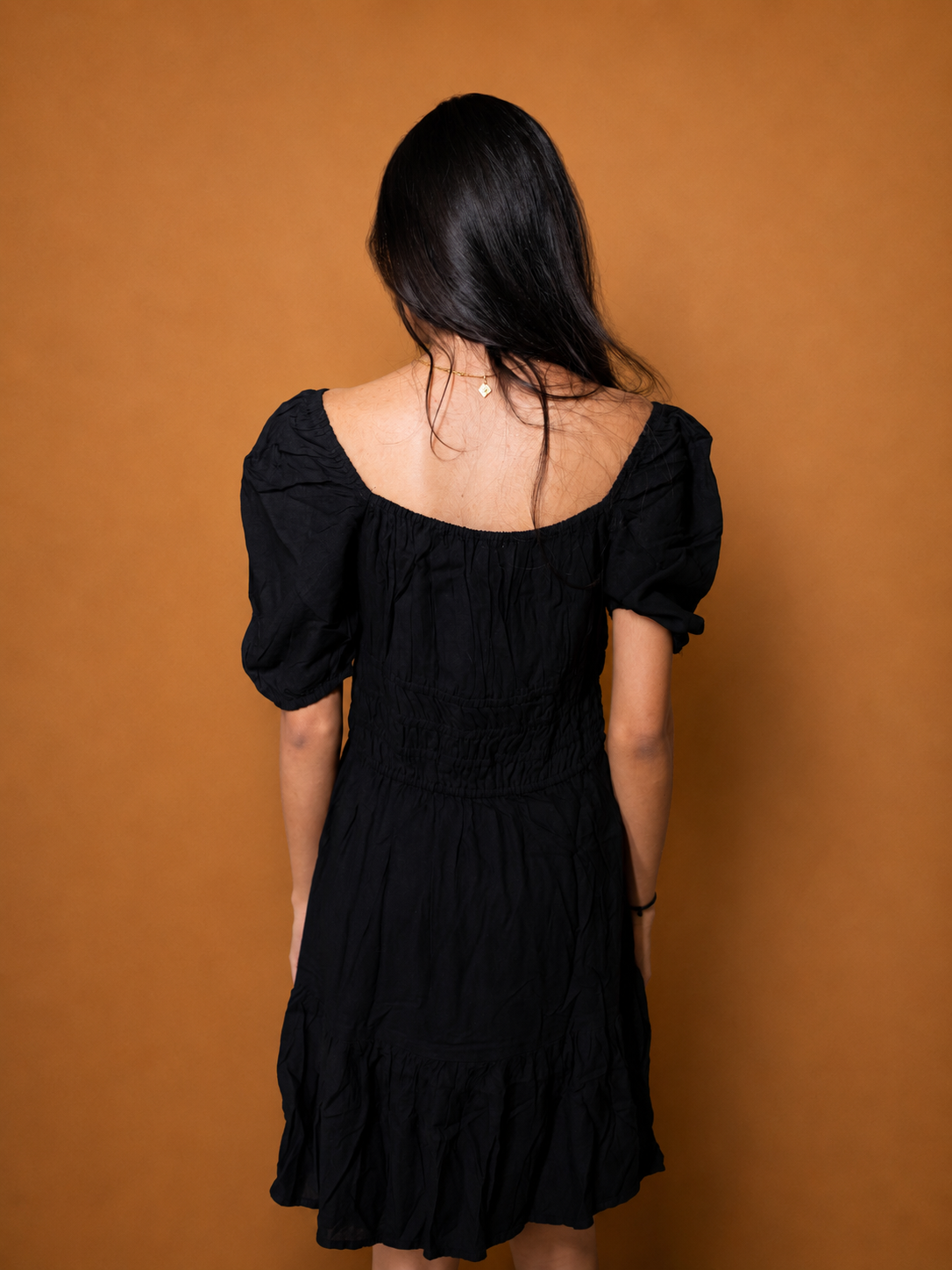 Puff Sleeve Cocktail Black Dress