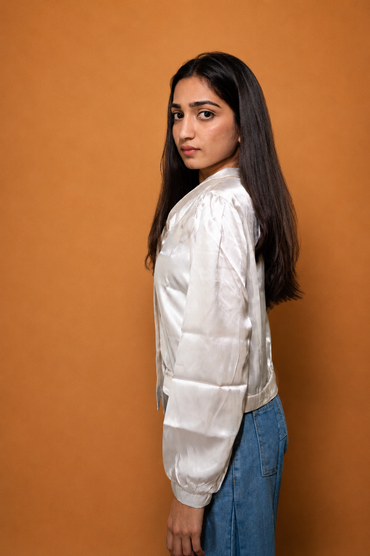 Puff Sleeve Satin Top