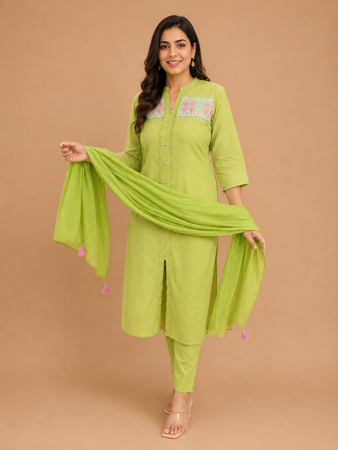 Green Cotton Cross Stitch Dress