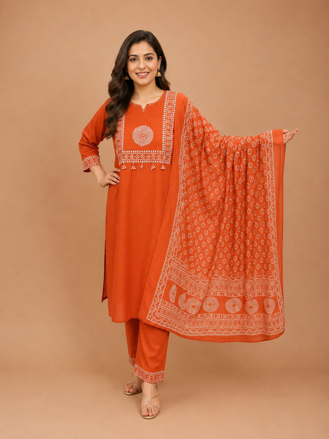 Cotton Dress with Mirror and Handwork
