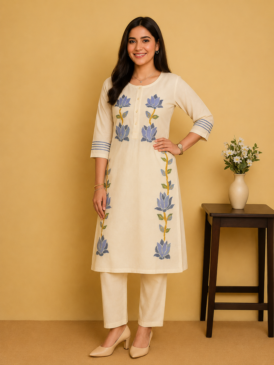Embroidered Kurti Set