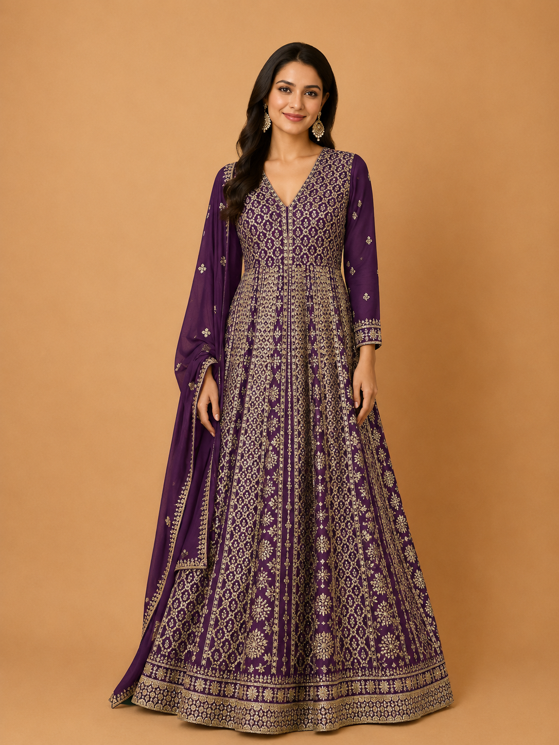 Nagma Purple Ethnic Gown