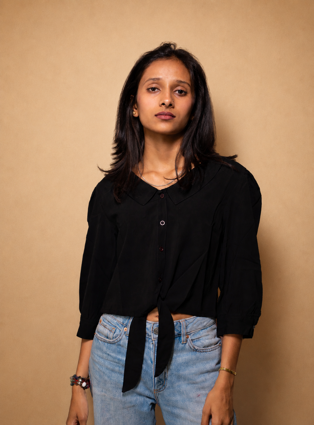 Black Crop Top Shirt