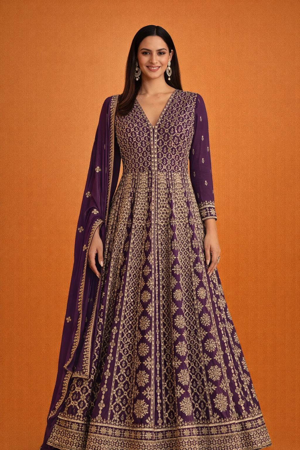 Nagma Purple Ethnic Gown