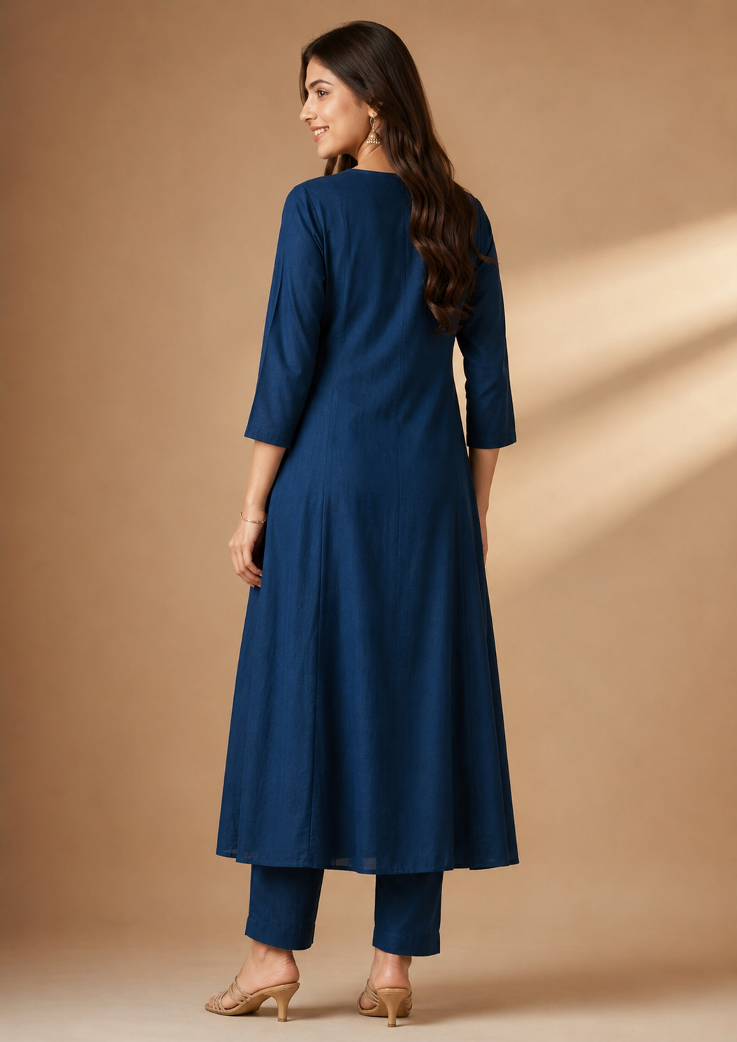 Midnight Blue Angarakha Anarkali Suit Set