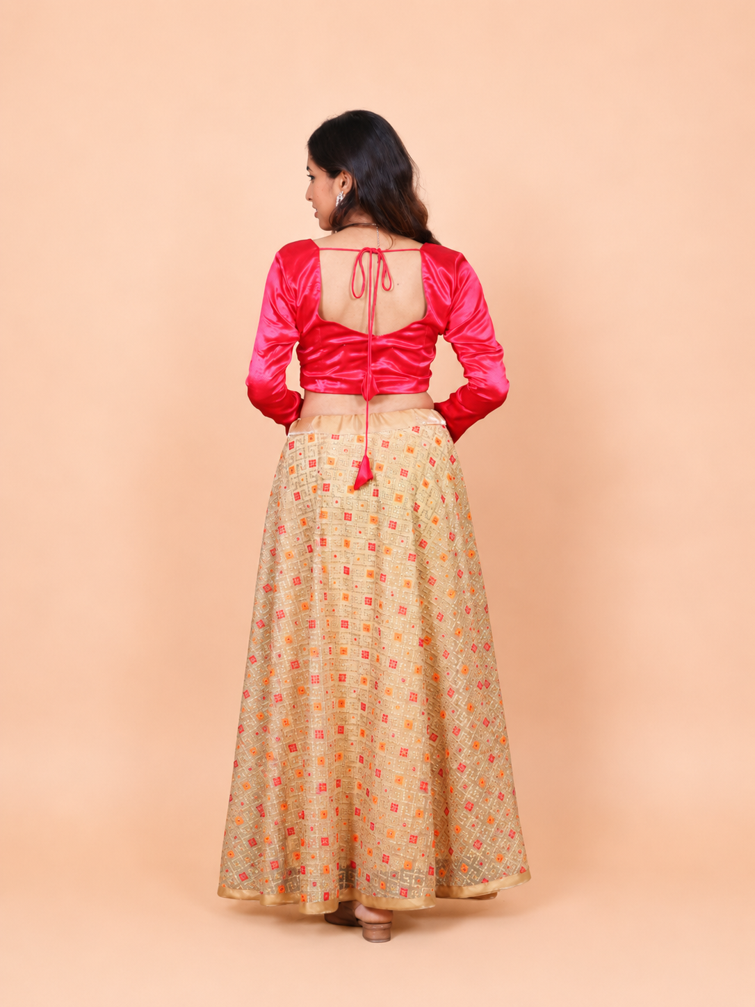 Multicolour Net Lehenga with Crop Top