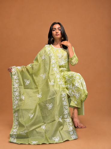 Pistachio Embroidered Suit Set