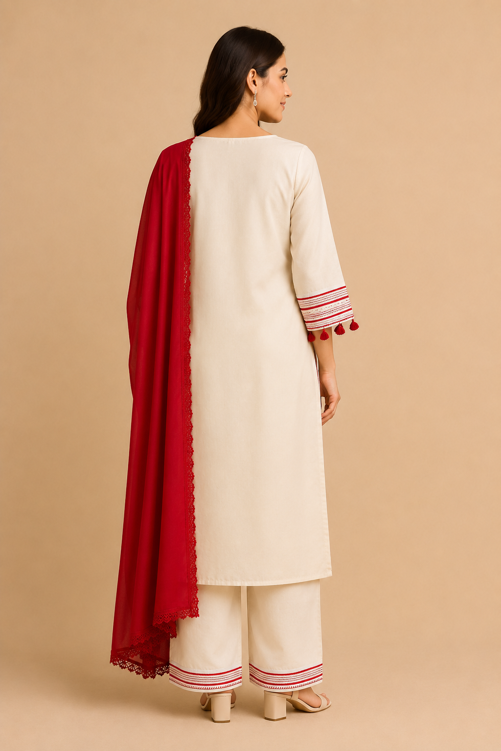 Adaa Red Ivory Suit Set