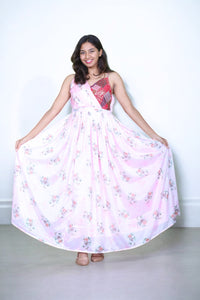 Pink Asymmetric Neckline Dress - AZZLIAS WARDROBE