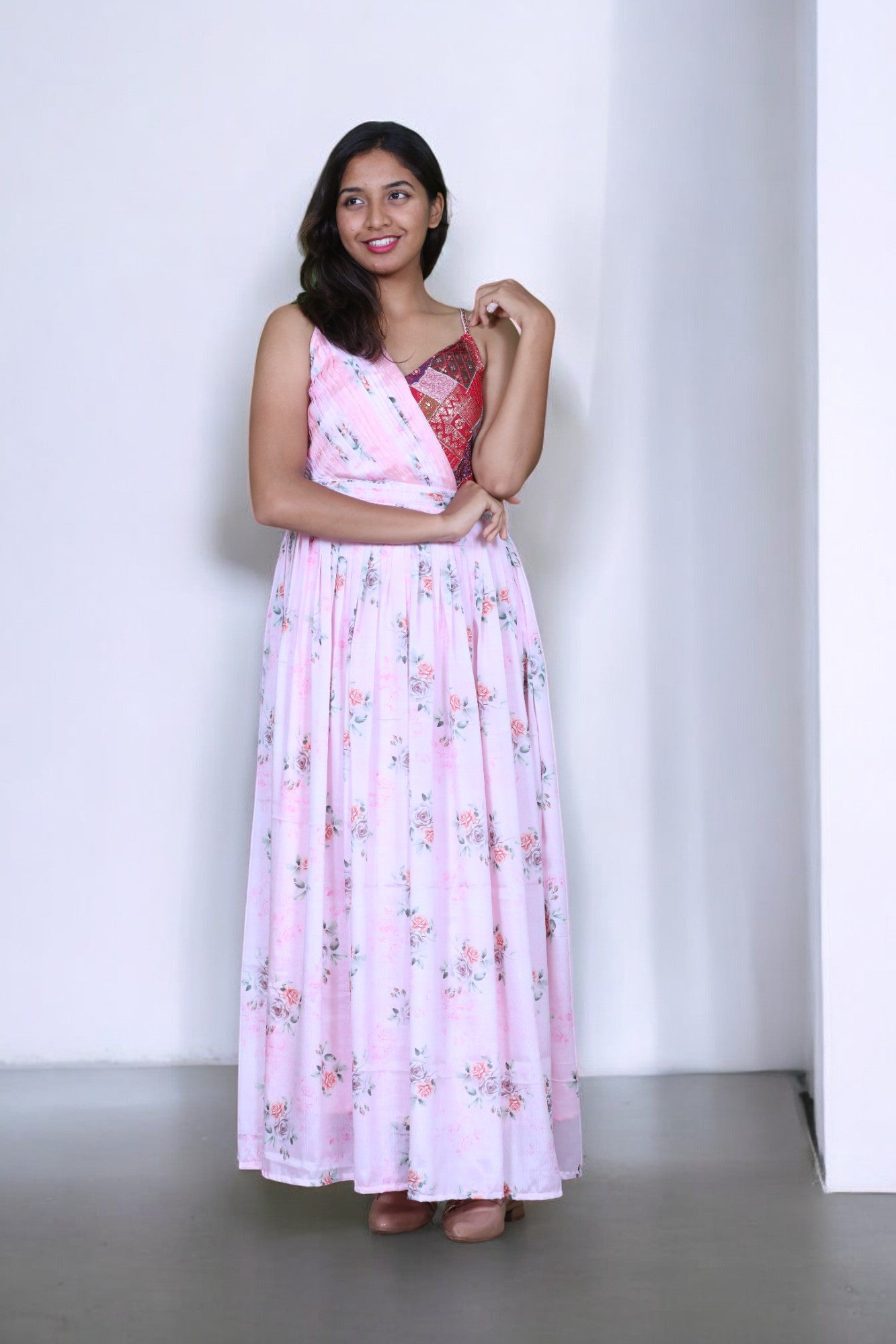 Pink Asymmetric Neckline Dress - AZZLIAS WARDROBE