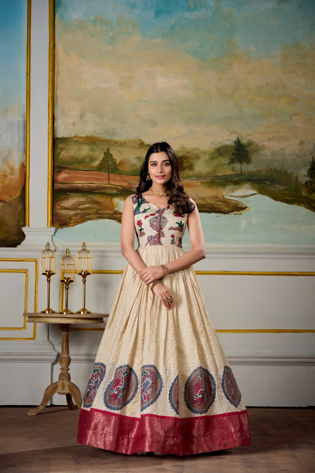 Kalamkari Print Gown - AZZLIAS WARDROBE