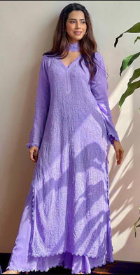 Lavender Chickankari Ethnic Set - AZZLIAS WARDROBE